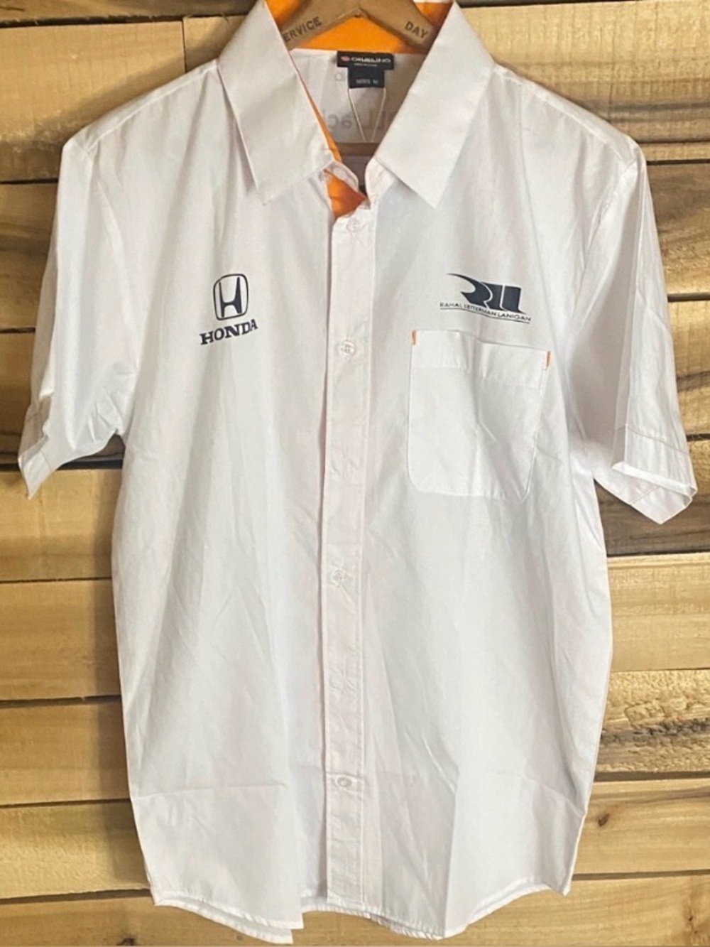 NWT Rahal Letterman Lanigan Racing White button up short sleeve Shirt Honda Indy